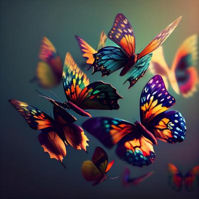 Butterfly Flying Vibrant Natures Colorful Patterns Generative Ai Min